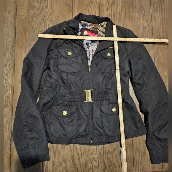 Y2K Apple Bottoms Outerwear Black Fitted Puffer Jacket Nelly Gold Hardwear M - Picture 1 of 11